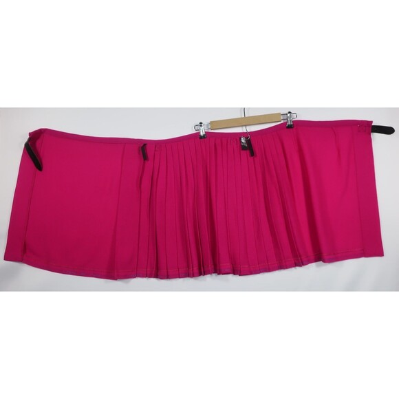 Pink Scottish Kilt Women's Size 12 Wool Mini Leather Buckles Crepe Punk Pleats - Picture 7 of 12